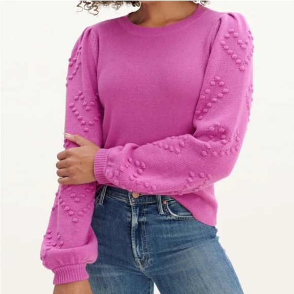 Splendid Sweaters - Splendid Cashmere Blend Smitten Heart Knit Bubble knit Pink Pullover L